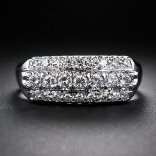 Vintage Three-Row Diamond Band Ring
