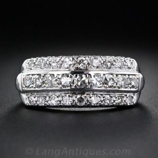 Vintage Three Row Diamond Wedding Band