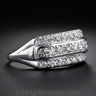 Vintage Three Row Diamond Wedding Band