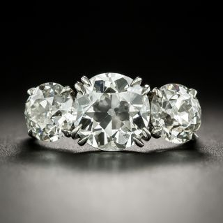 Vintage Three-Stone 4.59 Carat Total Weight Diamond Engagement Ring - GIA - 2