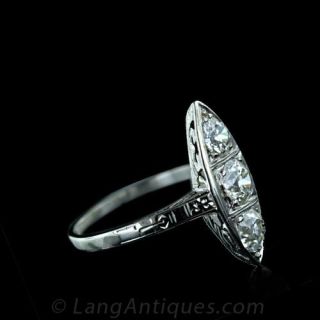 Vintage Three Stone Marquise Shaped Diamond Ring