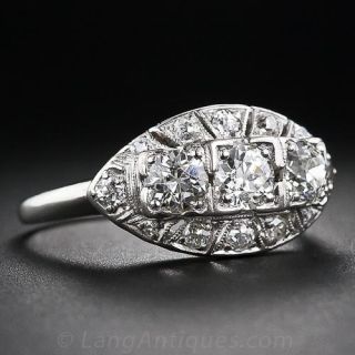Vintage Three-Stone Platinum and Diamond Ring