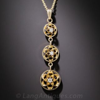 Vintage Triple-Diamond Drop Pendant