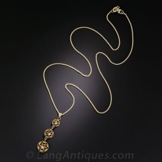 Vintage Triple-Diamond Drop Pendant