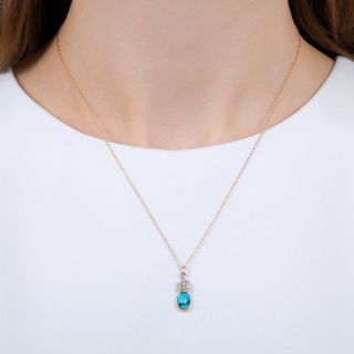 Vintage Turquoise and Diamond Pendant