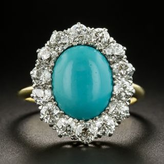 Vintage Turquoise and Diamond Ring - 2