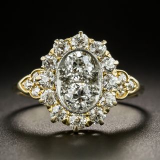 Vintage Twin-Stone Diamond Halo Ring - 2