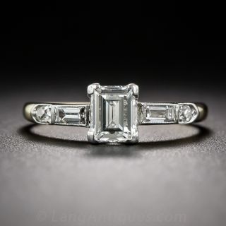 Vintage Two-Tone .45 Carat Emerald-Cut Diamond Ring