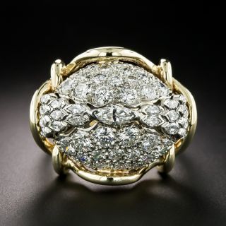 Vintage Two-Tone Diamond Bombe Ring - 3