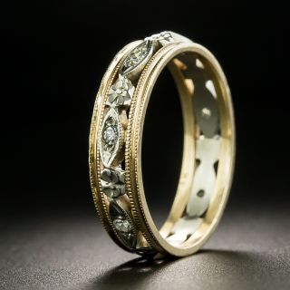 Vintage Two-Tone Diamond Wedding Band - Size 7 1/4 - 2