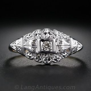 Vintage Two-Tone Gold and Diamond Engagement Ring - 1