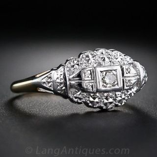 Vintage Two-Tone Gold and Diamond Engagement Ring
