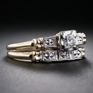 Vintage Two-Tone Gold and Diamond Wedding Set