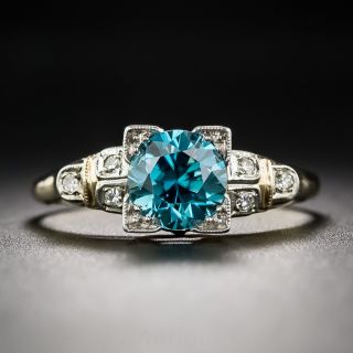 Vintage Two-Tone Gold Blue Zircon Ring