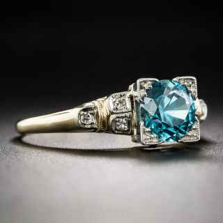 Vintage Two-Tone Gold Blue Zircon Ring