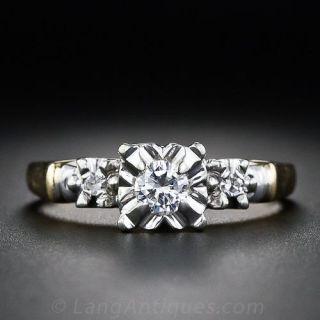 Vintage Two-Tone Illusion Style Engagement Ring