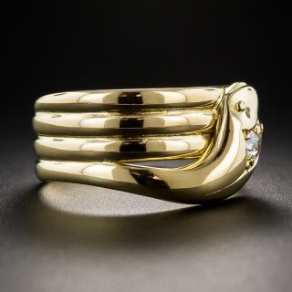 Vintage Unisex 18K Diamond Snake Ring - Size 9 1/4