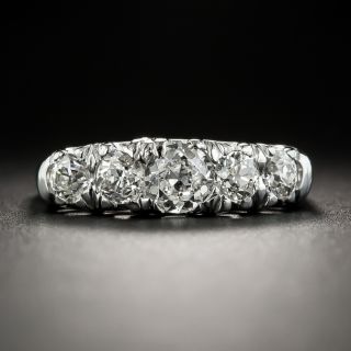 Vintage White Gold Five-Stone Diamond Band Ring - 2