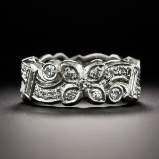 Vintage Wide Flower Diamond Band, Size 5 3/4 - 2