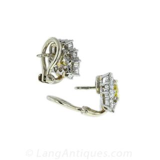 Vintage Yellow and White Diamond Earrings