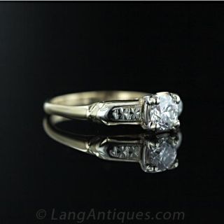 Vintage Yellow and White Gold Diamond Solitaire