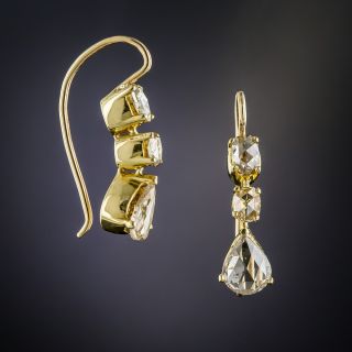 Vintage Yellow Gold Rose Cut Diamond Drop Earrings