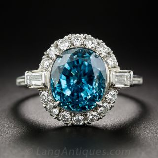 Vintage Zircon and Diamond Ring in Platinum