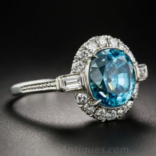 Vintage Zircon and Diamond Ring in Platinum