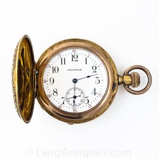 Waltham 18k Hunter Case Pendant Watch
