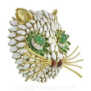 Whimsical Bejewelled Cat Pin