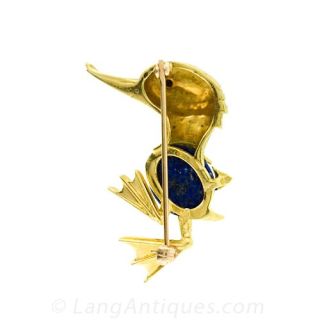 Whimsical Lapis Duck Pin