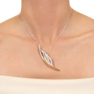 White and Cinnamon Diamond Flame Brooch/Pendant