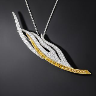 White and Cinnamon Diamond Flame Brooch/Pendant - 4