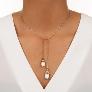 White Coral and Garnet Negligee Necklace, Circa 1900