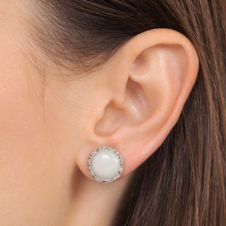 White Enamel and Diamond Earrings, Circa 1900