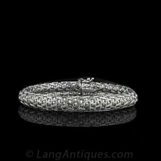 White Gold Braided Mesh Bracelet Main View