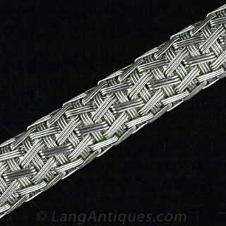 White Gold Braided Mesh Bracelet