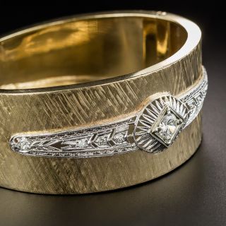 Wide 14K /Platinum Diamond Bangle Bracelet