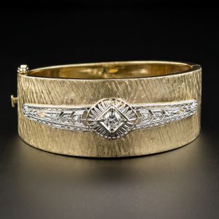 Wide 14K /Platinum Diamond Bangle Bracelet - 2