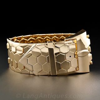 Wide 18k Retro Rose Gold Buckle Bracelet