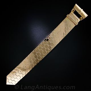 Wide 18k Retro Rose Gold Buckle Bracelet