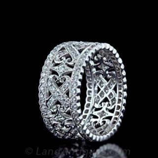 Wide Antique Style Diamond Eternity Band - 1