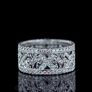 Wide Antique Style Diamond Eternity Band