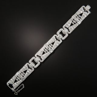Wide Art Deco Platinum Diamond Bracelet  - 1
