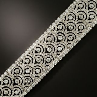 Wide Art Deco Style Platinum Diamond Bracelet - 2
