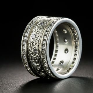 Estate Diamond Engraved Wedding Band, SIze 5 1/2 - 2