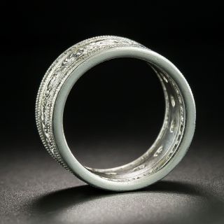 Wide Diamond Engraved Wedding Band, Size 5 1/2