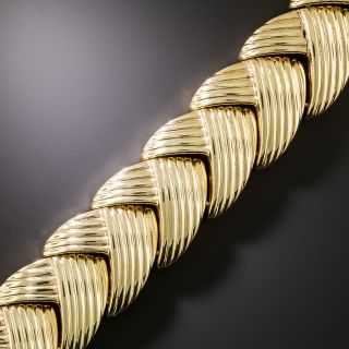 Wide Fluted Gold Bracelet - 7