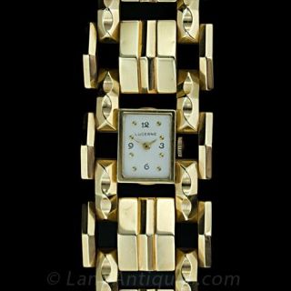Wide Gold Retro Bracelet Watch Main View