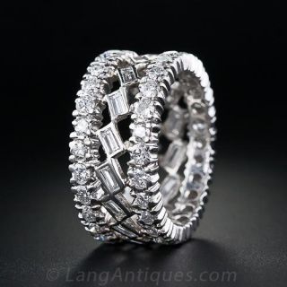 Wide Platinum Diamond Band Ring